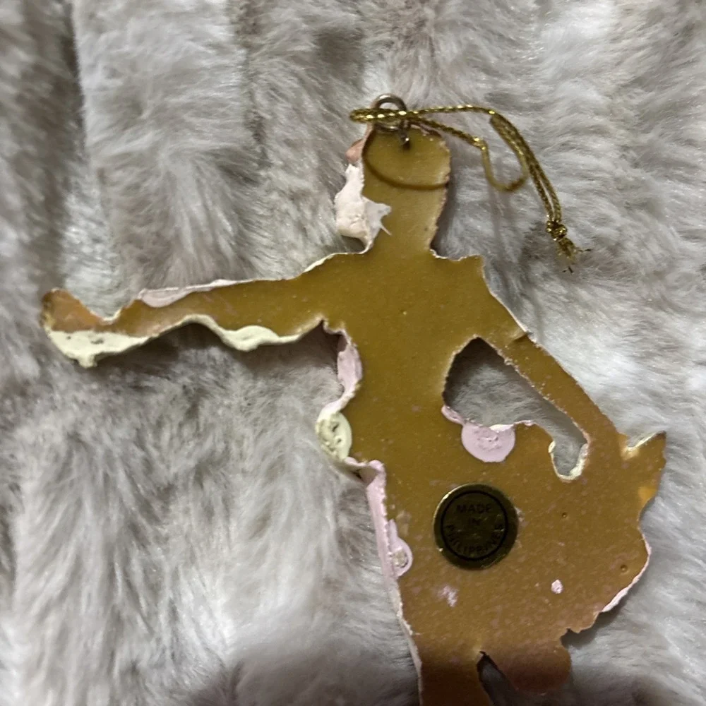 Vintage Ballet Ballerina Christmas Ornament Pink Cream Hand Painted